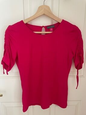 Vince Camuto Bright Pink Ruched Short Sleeve Top